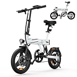 Finbike Bici Elettrica Pieghevole, 14" Bici Elettrica da 280.8 WH Batteria, Autonomia di 40 KM Bici Pieghevole da Città, Motore 250W, E-Bike per Adulti E Adolescente, Carga 150kg, 10/15/25KM/H