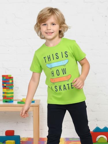 Image of ONN Boy's Half Sleeves Round Neck Cotton T-Shirt | Colors & Prints May Vary | Pack of 5