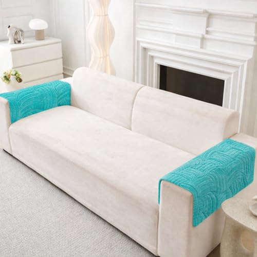 Image of HOMETHREADS Innovative Premium Velvet Sofa Cover Mat with PVC Backing for Non-Slip Comfort (C T.Green, 2Pc Armrest Mat | 50x70cm)