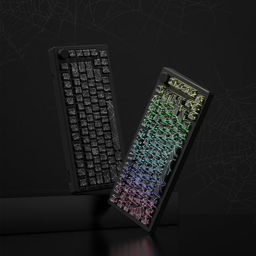 Image of dagaladoo Black Spider Web Key caps Shine Through Keycap Set Side Printed Keyboard caps Cherry Profile Custom Key Board Key caps for 100% 75% 65% 60% TKL US Layout Mechanical Keyboard
