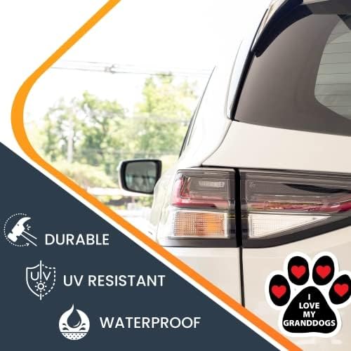 Image of I Love My Granddogs Pawprint Car Magnet 5 Inch, Dog Lover Gift | Heavy duty magnetic decal for car, truck, SUV or fridge, full color UV printed