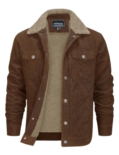 EKLENTSON Winterjacke Herren Outdoorjacke Fleecejacke Jacke Cord