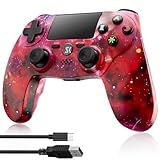 Controller for PS4, Wireless Controller Red for Sony PlayStation 4/Slim/Pro, Remote Control with 6-Axis Motion Sensor/Double Vibration/Sensitive Touch Pad/Speaker & 3.5mm Audio Jack/800mAh Battery