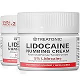 Treatonic 5% Lidocaine Numbing Cream: Lidocaine Cream Maximum Strength for Pain Relief, Itching, Burning, Soreness, Hemorrhoid - Fast Acting & Long Lasting Numbing Cream- 2.1 oz (2-Pack)