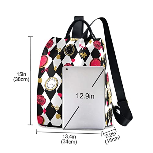 Image of Fustylead Alice Chess Board Backpack Purse for Women Fashion Ladies Shoulder Bags Large Travel Bag