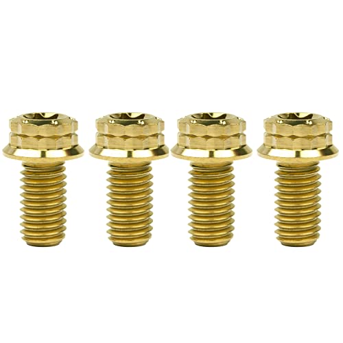 Image of Titanium Flange 12 Point Head M8 x15 20 25 30 35 40 45 50 55 60 65mm Screw Bolt Pack of 4 (M8x15mm, Gold)