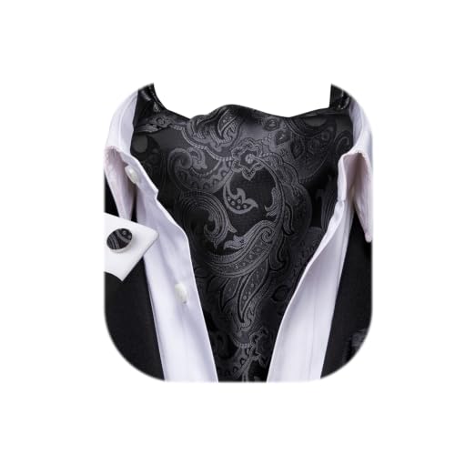 Image of Dubulle Paisley Floral Ascot for Men Self Tie Mens Cravat and Pocket Square Cufflinks Wedding