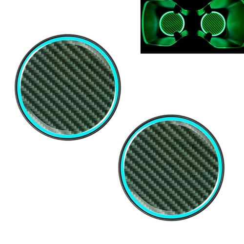 CouTunp 2PCS Car Cup Holder Coaster, 2.83"Luminous Carbon Fiber Cup Coaster