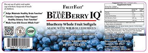 Wild Blueberry Iq By Fruitfast | 60 Count - Non-Gmo - Gluten Free - Paste Filled Chewable Softgel #TOP4