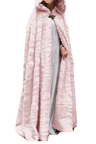 Gocgt Women's Open Front Trench Hooded Cape Cloak Poncho Long Cardigan Solid Jacket Coat Overcoat Pink XL