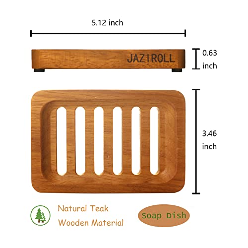 2Pcs Jaziroll Wooden Soap Dish For Bar Soap, Teak Wood Soap Savers, Slotted Soap Holder, Self Draining Soap Tray, Soap Case For Shower Bathroom, Bathtub, Kitchen, Sinks And Countertop #TOP5