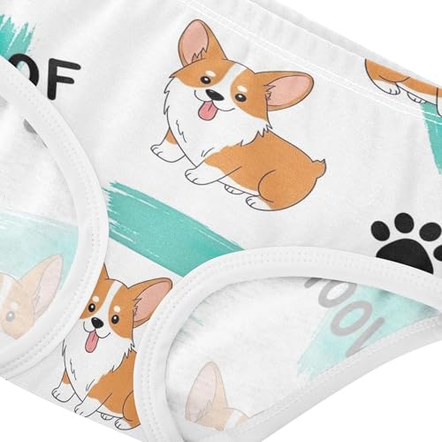 Cotton Girls Underwear Toddler Cute Cartoon Corgi Dogs Footprints Panties for Girl Florals Briefs Underpants 2t4