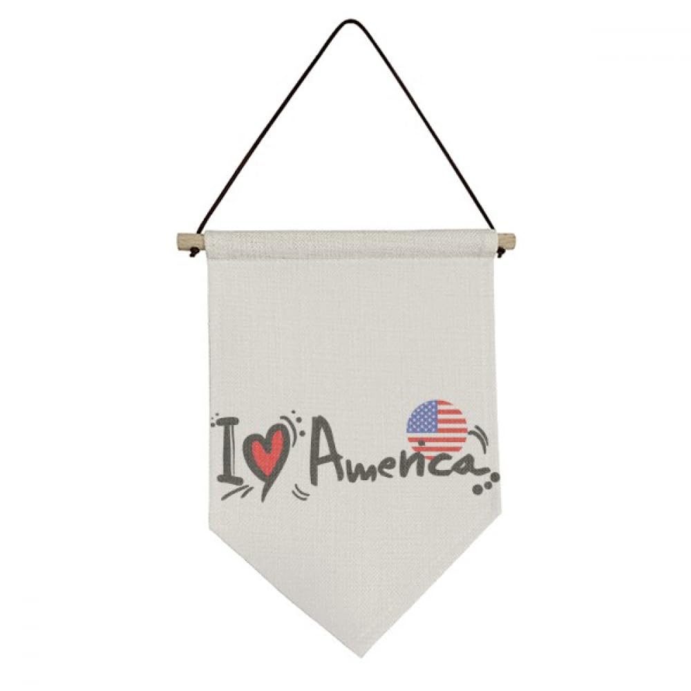 Drapeau en toile à suspendre motif cœur I Love ameworld idée cadeau décoration idéale