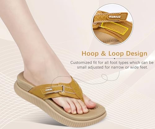 Image of KuaiLu Womens Orthotic Cushion Flip Flops Sport Recovery Walking Sandals for Women with Comfortable Arch Support - Adjustable Flatform Slip On Indoor Outdoor For Summer Casual