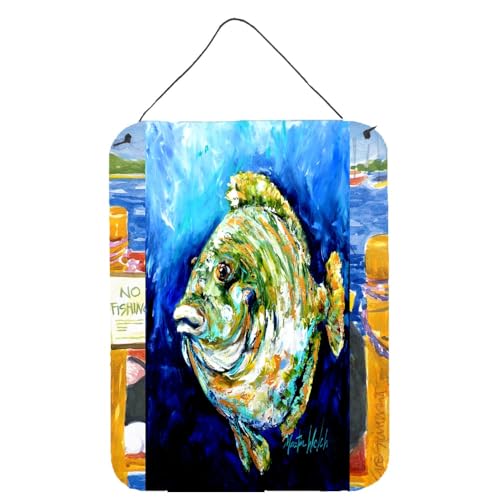 Caroline's Treasures MW1199DS1216 Lucky Blue Gill Fish Wall or Door Hanging Prints Aluminum Metal Sign Kitchen Wall Bar Bathroom Plaque Home Decor Front Door Plaque, 12x16, Multicolor
