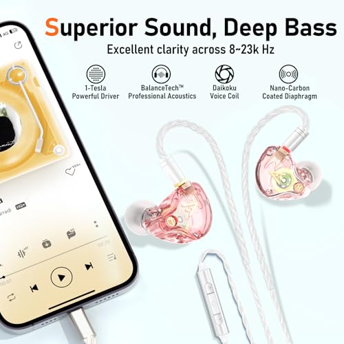 Image of Audiovance Vibes 202ML HiFi Wired Earbuds for iPhone 14 /13 /12 /11 /X, Pro Max