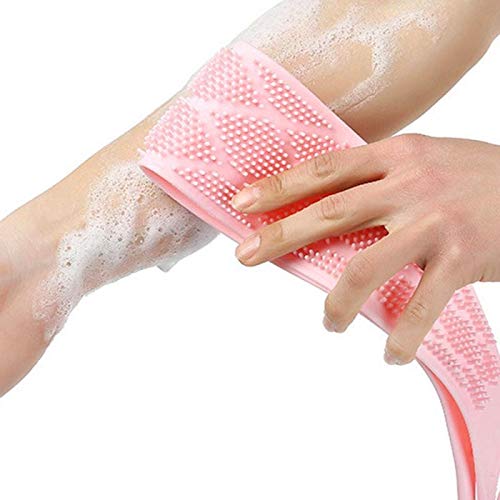Toalla Exfoliante 1PC Long Bath Scrubber Toalla de baño Back Wash Strap Wash Scrubber Exfoliating Silicone Scrub Masaje de Cuerpo Completo Cepillo de baño Guantes exfoliantes (Color : C) (A)