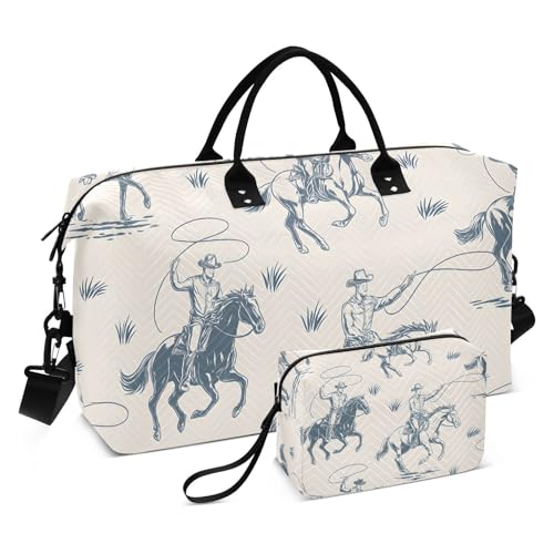 Image of CEBUGI Man Cowboy Quilted Duffle Bag for Women Large Carry On Travel Weekend Bag Hospital Bags for Labor and Delivery