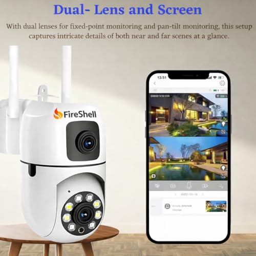Image of Fireshell Smarthome Dual Lens 10MP (5MP+5MP) WiFi CCTV Camera with 360 PTZ & Fixed View, AI Motion Detection, Color Night Vision, Two-Way Audio, App Remote Access Indoor Security Camera