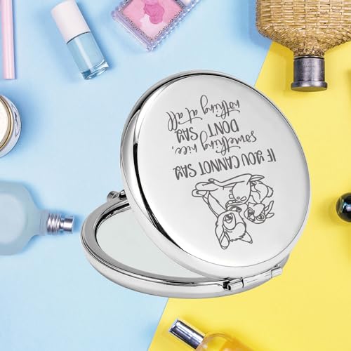 KEYCHIN Bambi and Thumper Pocket Mirror - Deer Fans Gifts 'If You Can't Say Something Nice' Compact Makeup Mirror (Silver)