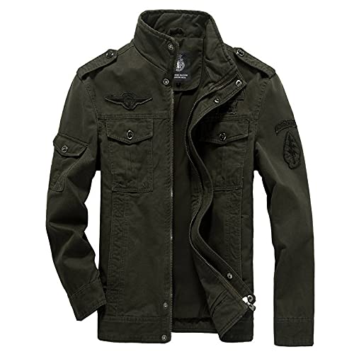 Jaqueta Masculina De Algodão Jaqueta Militar Masculina (Exército Verde, 6XG)