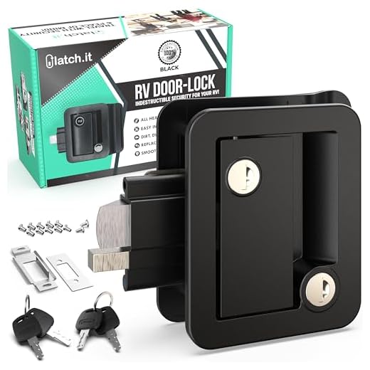 LATCH.IT Black RV Door Latch | RV Door Locks for Travel Trailers | Travel Trailer Door Latch | 100% Metal Camper Door Lock 4 Camper Keys | Trailer Door Lock Only Fits 2.75"x3.75" Door Lock Hole