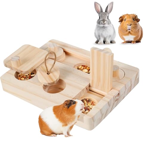 listar Guinea Pig Foraging Toys, Interactive Hamster Toys 7-in-1 Set, Wooden Foraging & Treat Dispenser for Rabbits, Bunnies, Chinchillas, Rats, and Gerbils,Small Animal Funny Toys