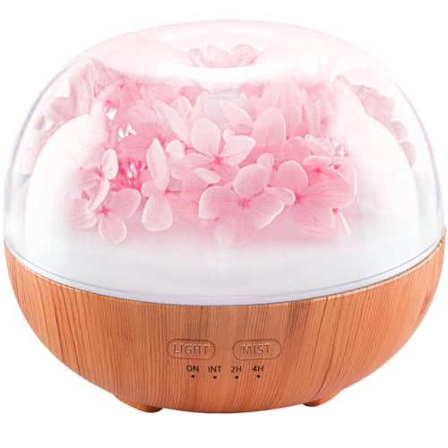 Aromatherapy Essential Oil Diffuser 300ml Air Diffuser Humidifier with 7 LED Colors Timer & Auto-Off for Home Bedroom Office (Pink)