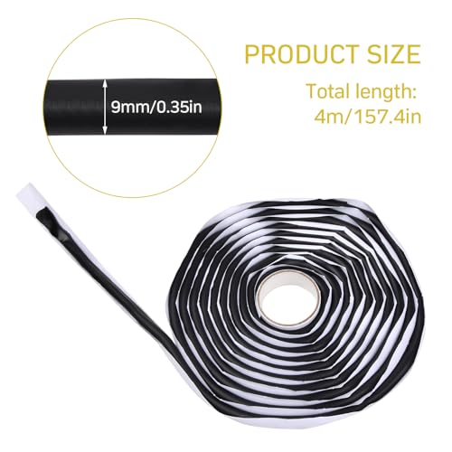 Butylrundschnur Schwarz Selbstklebend Wasserdichtes Reparatur Butylkautschuk Klebeband Wasserdicht für Auto Windschutzscheibe Selbstklebendes, wasserdichtes Dichtungsban, für Auto LKW (4M)