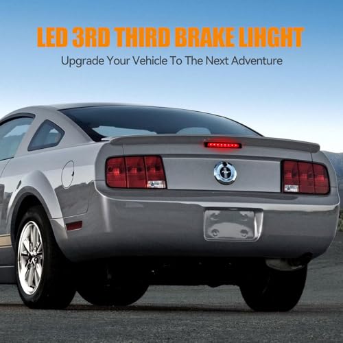 Image of Third 3rd Brake Light LED for 2005-2009 Ford Mustang, High Mount Rear Brake Lights Assembly for 05-09 Ford Mustang, Waterproof Center Cab Lamp Stop Light (Black)