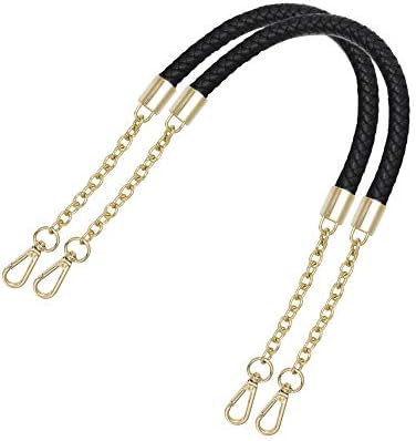 besbomig 2 Pezzi Manici di Ricambio 60CM Cinturini in Pelle PU per Borse a Tracolla Ganci Metallici Catena per Borsa Artigianato Forniture,Nero