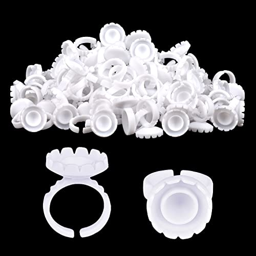 Glue Rings For Eyelash Extensions 100Pcs Glue Rings Mekk Eyelash Extension Glue Rings Lash Extension Supplies Lash Glue Rings Disposable Lash Extension Supplies(White) #TOP7