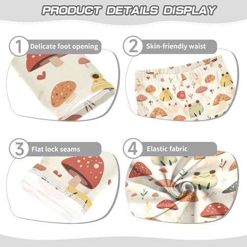 KLL Cute Frogs and Safari Mushrooms Smoke Toddler Baby Girl Basic Leggings Fashion Full Length Lounge Pants Gym3