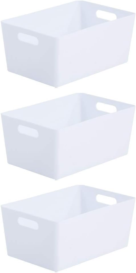 Wham Bam 4.02 Ice White Plastic Studio Storage Baskets Office Home & Kitchen Tidy Organiser 25.5 x 17 x 11cm (3 Baskets)