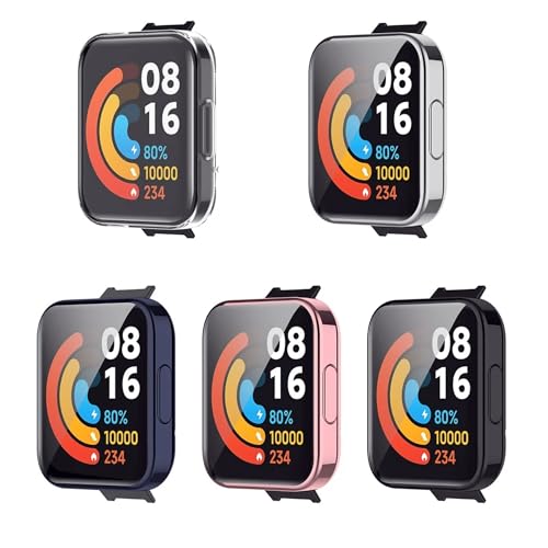 Image of Removable Screen Protector Watch Case Cover Compatible with Amazfit | Realme | Redmi Anti Scratch 360 Full Bumper Cover Shockproof Cases for Men and Women (Redmi Watch 2 Lite (Black))