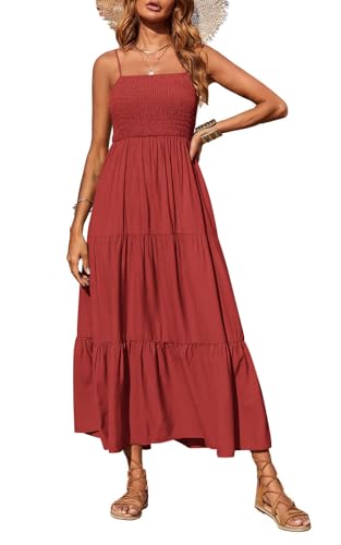 PRETTYGARDEN Women's Summer Maxi Dress 2025 Casual Boho Sleeveless Spaghetti Strap Smocked Tiered Long Beach Sundresses