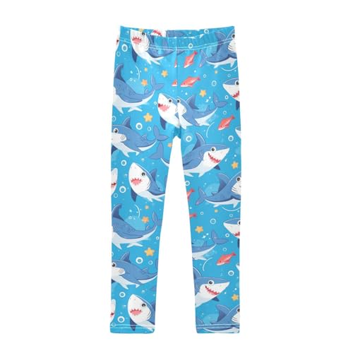 Little Sharks Girls' Leggings Toddler Doodles Cute Kids Yoga Pants Dance Active Tights 4T