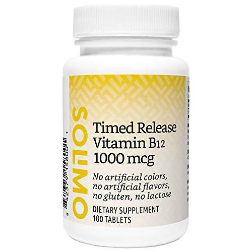 Amazon Brand - Solimo Timed Release Vitamin B12 1000mcg  Normal Energy Production and Metabolism, Immune System Support - 100 count, Three Month Supply
