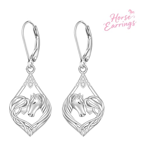 Horse Earrings for Women Sterling Silver Horse Dangle Earrings Lover Gifts Western Equestrian Suds Charms Christmas Jewelry3