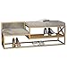 LJFYXZ Zapatero Banco Zapatero con Respaldo de Terciopelo Taburete de sofá Estante de Hierro Forjado Asientos Altos y Bajos por Niños, Adultos, Ancianos 80x35x45cm(Color:Gold)