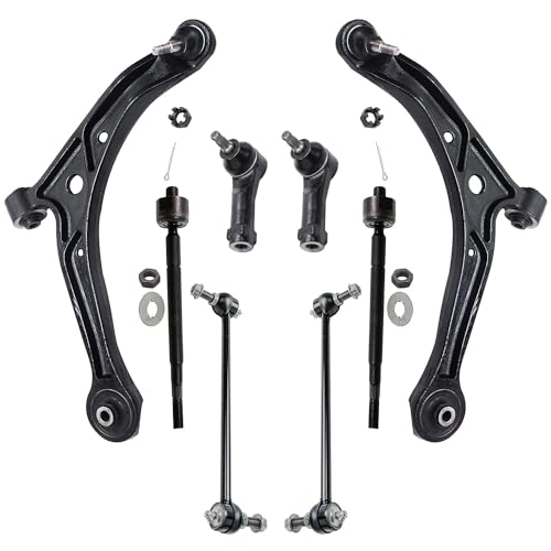 Image of Detroit Axle - 8pc Front End Control Arms Kit for 1999 2000 2001 Honda Odyssey, 2 Lower Control Arms w /Ball Joints 4 Outer Inner Tie Rod Ends 2 Sway Bar Links Replacement