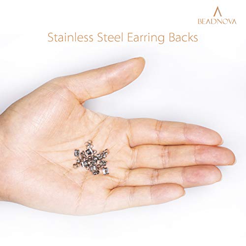 Beadnova Earring Backs Stainless Steel Earring Backings For Studs Hypoallergenic Surgical Locking Earring Backs For Posts (120 Pcs) #TOP5