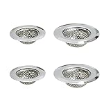 CNSZNAT Bathroom Sink Strainer, 4-Pack Bathtub Hair Catcher Stainless Steel Wide Rim Small Strainer,