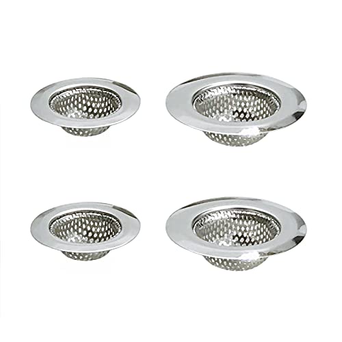 Cnsznat Bathroom Sink Strainer, 4-Pack Bathtub Hair Catcher Stainless Steel Wide Rim Small Strainer, Perfect For Bathroom Sink Bathtub Basin Floor Drain Utility Sink Laundry Tub (2.2” 2Pcs+2.75” 2Pcs) #TOP4