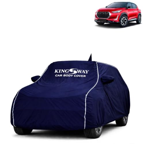 Image of KINGSWAY Super Waterproof Car Cover Only with Magnite (Year 2020 Onwards - All Model) | Mirror and Antenna Pockets | All Weather Car Body Cover with Silver Piping | Blue