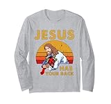 Jesus hat deinen Rücken Jiu Jitsu Retro Christian Herren Damen Langarmshirt