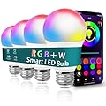 azhongxus Smart Light Bulbs for Bedroom,BT Light Bulbs with AppControl RGB+Daylight (5000K) LED Color Changing Bulbs,Dimmable Music Sync,A19 E26/9W,4 Pack(Don't Support Alexa/Google/WiFi) Christmas