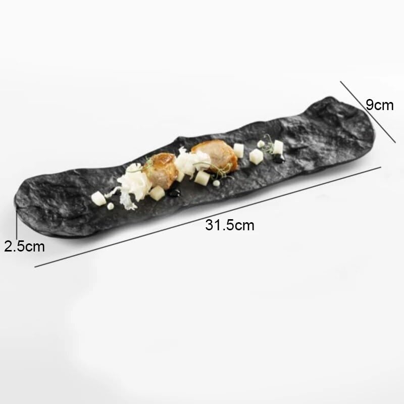 Talerze Nieregularny Kształt Ceramiczny Talerz Obiadowy Jednolity Kolor Zastawa Stołowa Przekąski Desery Taca Hotel Restauracja Naczynia Do Gotowania Makarony Stek Talerz，70cm Black