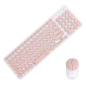 TXTKT Kabellose Tastatur- und Mauskombination, 2,4-G-Wireless-Empfang, Lange Standby-Zeit von 36 Monaten.Geeignet für Laptop, PC und Verschiedene Smart-TV, kompatibel mit Systemen (Rosa)