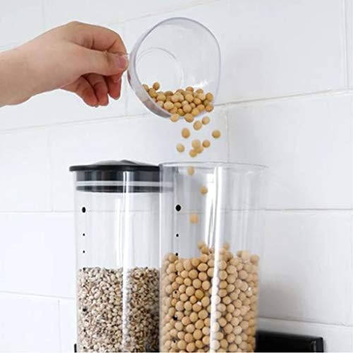 PSFS Cereal Dispenser Double Single Dry Food Snack Grain Canister Plastic Storage with Twist Knob Countertop Airtight Food Storage (Gray)